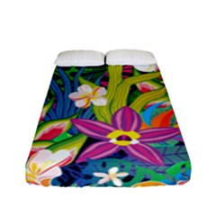 Colorful Floral Pattern Fitted Sheet (full/ Double Size) by designsbymallika