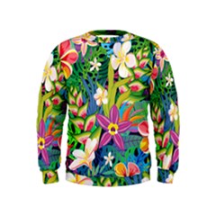 Colorful Floral Pattern Kids  Sweatshirt by designsbymallika