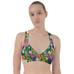 Colorful Floral Pattern Sweetheart Sports Bra by designsbymallika