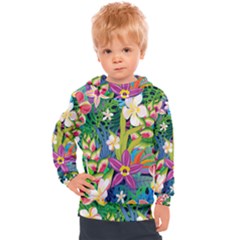 Colorful Floral Pattern Kids  Hooded Pullover by designsbymallika