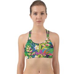 Colorful Floral Pattern Back Web Sports Bra by designsbymallika