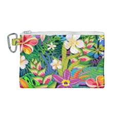 Colorful Floral Pattern Canvas Cosmetic Bag (medium) by designsbymallika