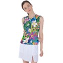 Colorful Floral Pattern Women s Sleeveless Sports Top View1