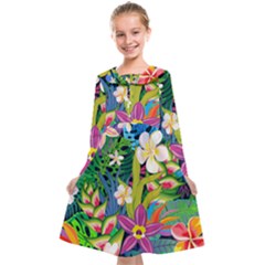 Colorful Floral Pattern Kids  Midi Sailor Dress by designsbymallika