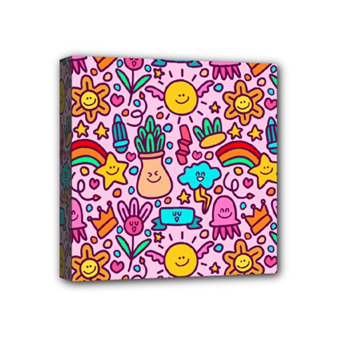 Colourful Funny Pattern Mini Canvas 4  X 4  (stretched) by designsbymallika