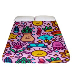 Colourful Funny Pattern Fitted Sheet (king Size) by designsbymallika