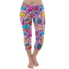 Colourful Funny Pattern Capri Winter Leggings  by designsbymallika