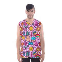 Colourful Funny Pattern Men s Basketball Tank Top by designsbymallika