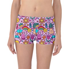 Colourful Funny Pattern Boyleg Bikini Bottoms by designsbymallika