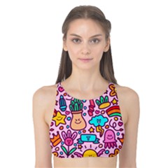 Colourful Funny Pattern Tank Bikini Top by designsbymallika