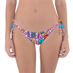 Colourful Funny Pattern Reversible Bikini Bottom by designsbymallika