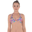 Colourful Funny Pattern Halter Neck Bikini Top View1