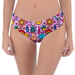 Colourful Funny Pattern Reversible Classic Bikini Bottoms by designsbymallika