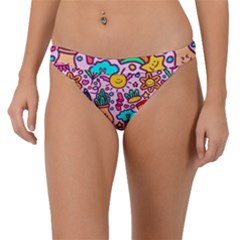 Colourful Funny Pattern Band Bikini Bottom by designsbymallika