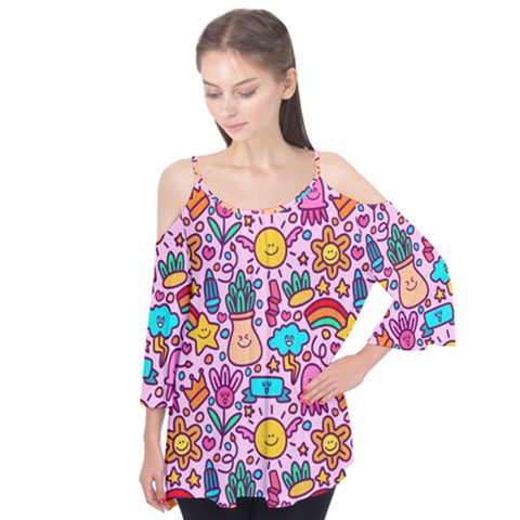 Colourful Funny Pattern Flutter Tees by designsbymallika