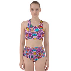 Colourful Funny Pattern Racer Back Bikini Set by designsbymallika