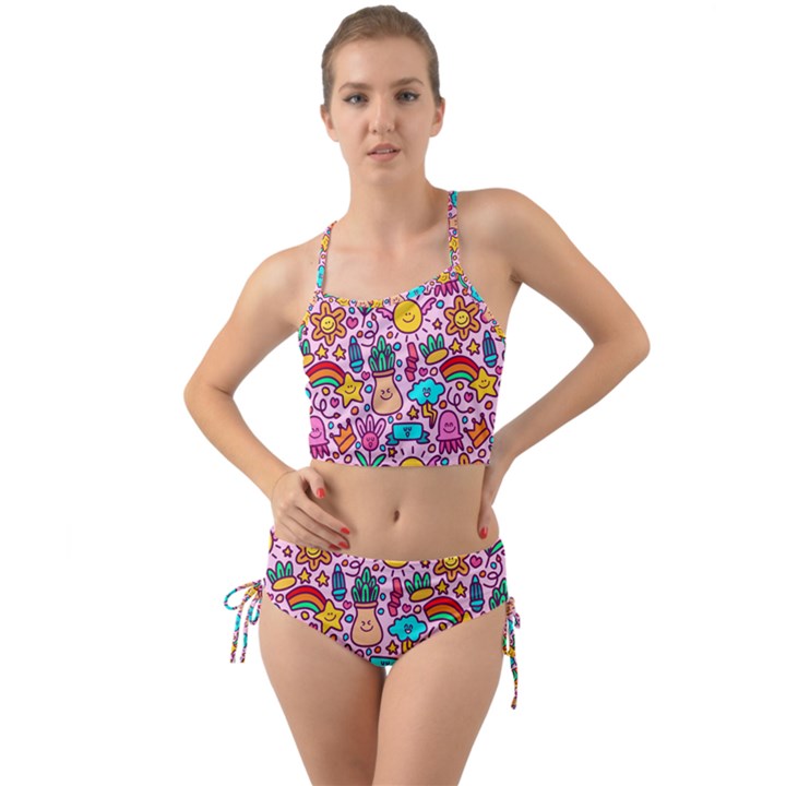 Colourful Funny Pattern Mini Tank Bikini Set