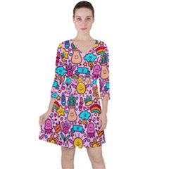 Colourful Funny Pattern Ruffle Dress by designsbymallika