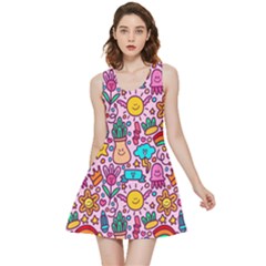 Colourful Funny Pattern Inside Out Reversible Sleeveless Dress by designsbymallika