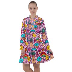 Colourful Funny Pattern All Frills Chiffon Dress by designsbymallika