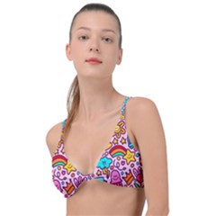 Colourful Funny Pattern Knot Up Bikini Top by designsbymallika