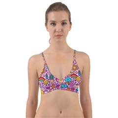 Colourful Funny Pattern Wrap Around Bikini Top by designsbymallika