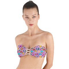 Colourful Funny Pattern Twist Bandeau Bikini Top by designsbymallika