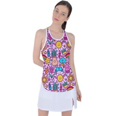 Colourful Funny Pattern Racer Back Mesh Tank Top by designsbymallika