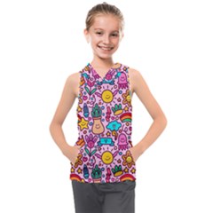 Colourful Funny Pattern Kids  Sleeveless Hoodie by designsbymallika