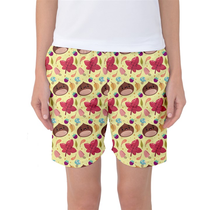 Cute Leaf Pattern Women s Basketball Shorts