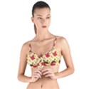 Cute Leaf Pattern Tie Up Cut Bikini Top View1