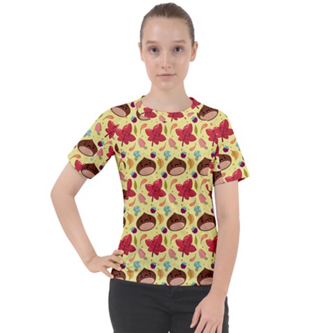 Cute Leaf Pattern Women s Sport Raglan Tee by designsbymallika