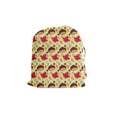 Cute Leaf Pattern Drawstring Pouch (medium) by designsbymallika