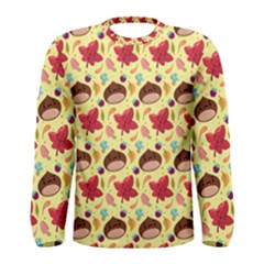 Cute Leaf Pattern Men s Long Sleeve Tee by designsbymallika