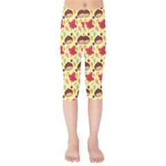 Cute Leaf Pattern Kids  Capri Leggings  by designsbymallika