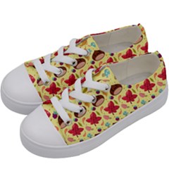 Cute Leaf Pattern Kids  Low Top Canvas Sneakers by designsbymallika