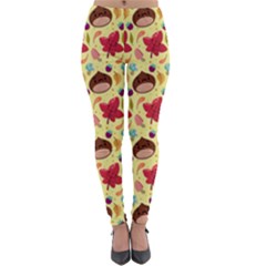 Cute Leaf Pattern Lightweight Velour Leggings by designsbymallika