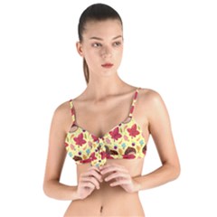 Cute Leaf Pattern Tie Up Cut Bikini Top by designsbymallika