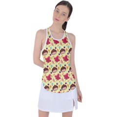 Cute Leaf Pattern Racer Back Mesh Tank Top by designsbymallika