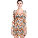 Black Orange Autumn Leaves Pattern Long Sleeve Bodycon Dress View1