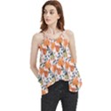 Black Orange Autumn Leaves Pattern Flowy Camisole Tank Top View1