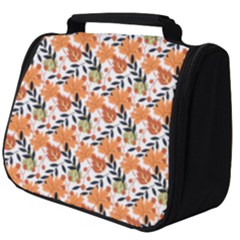 Black Orange Autumn Leaves Pattern Full Print Travel Pouch (big) by designsbymallika