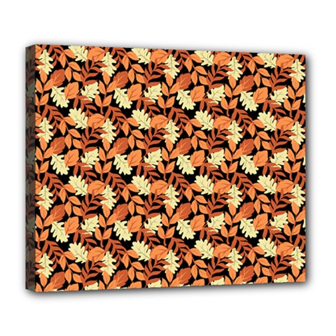 Autumn Leaves Orange Pattern Deluxe Canvas 24  X 20  (stretched) by designsbymallika