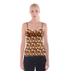 Autumn Leaves Orange Pattern Spaghetti Strap Top by designsbymallika