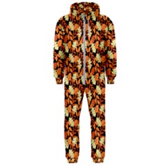 Autumn Leaves Orange Pattern Hooded Jumpsuit (men)  by designsbymallika