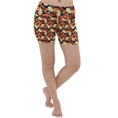 Autumn Leaves Orange Pattern Lightweight Velour Yoga Shorts by designsbymallika