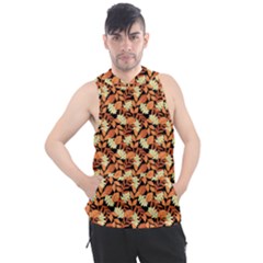 Autumn Leaves Orange Pattern Men s Sleeveless Hoodie by designsbymallika