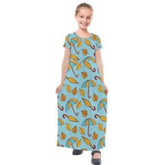 New Season Umbrella Kids  Short Sleeve Maxi Dress by designsbymallika