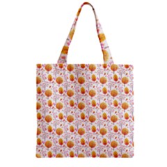 Orange Pink Tree Pattern Zipper Grocery Tote Bag by designsbymallika