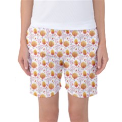 Orange Pink Tree Pattern Women s Basketball Shorts by designsbymallika